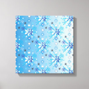 Intricate blue and white stars and snowflakes canvas print