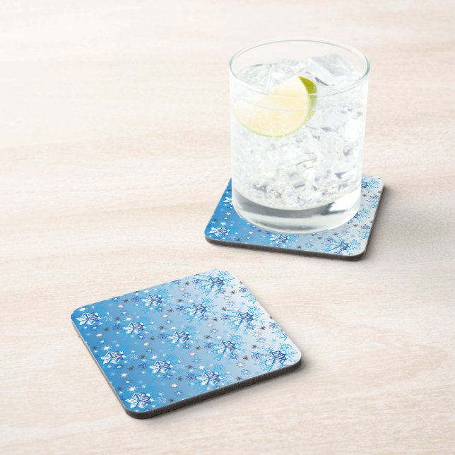 Intricate blue and white stars and snowflakes coaster (Right Side)