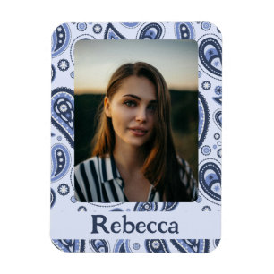 Intricate Blue Floral Paisley Print Design Magnet