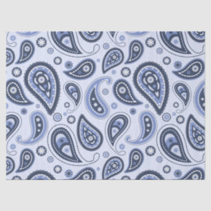 Intricate Blue Floral Paisley Print Design Tissue Paper