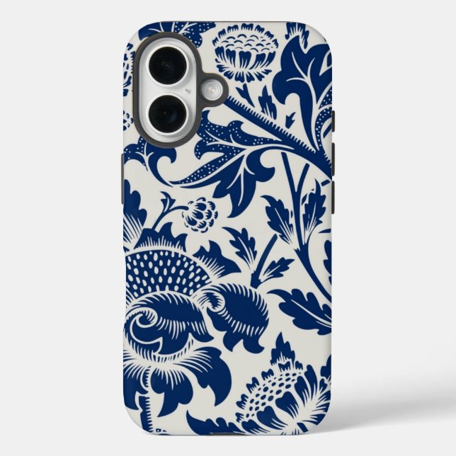 Intricate blue floral pattern on light background Case-Mate iPhone case (Back)