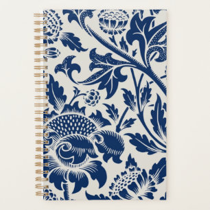 Intricate blue floral pattern on light background planner