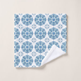 Intricate Blue Snowflake Design Wash Cloth