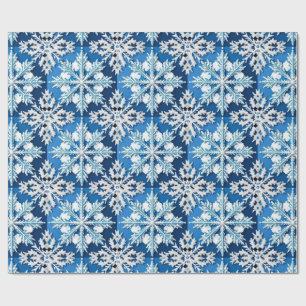 Intricate Blue Snowflake Design  Wrapping Paper