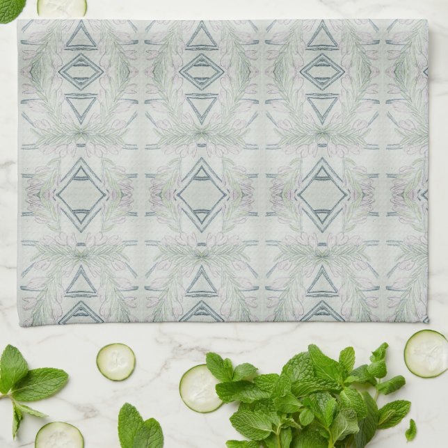 Intricate Blue  Tea Towel (Folded)