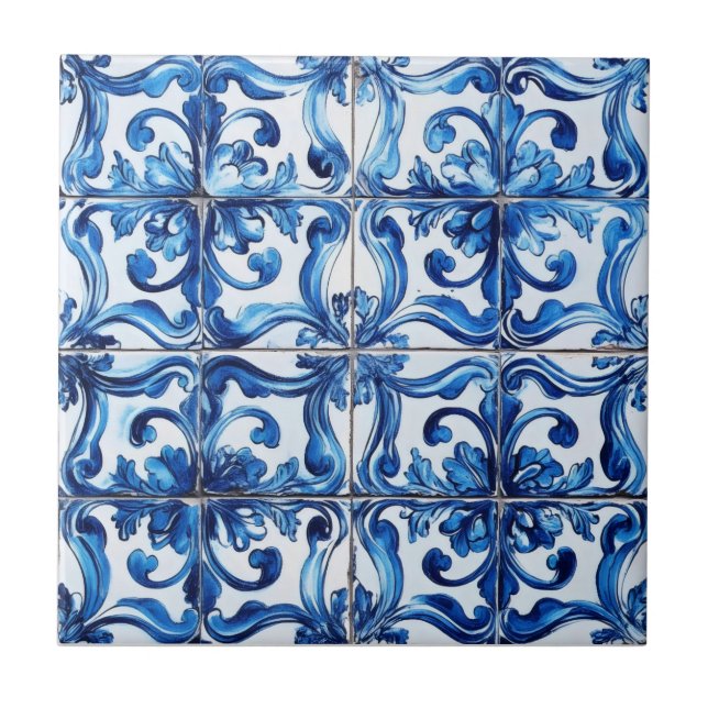 Intricate Blue Tile Pattern (Front)