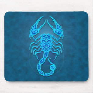 Intricate Blue Tribal Scorpio Mouse Mat