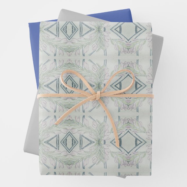 Intricate Blue   Wrapping Paper Sheet (In situ)