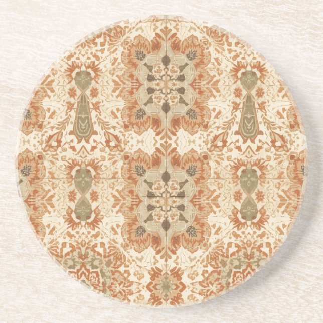 Intricate Bohemian Tile Pattern in Earthy Terracot Coaster (Front)
