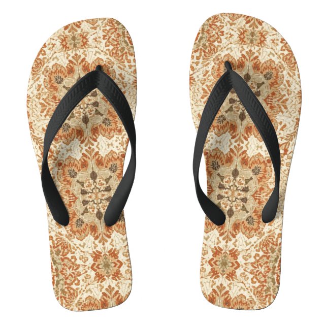 Intricate Bohemian Tile Pattern in Earthy Terracot Flip Flops (Footbed)