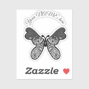 Intricate Boho Mandala Butterfly Black and White A