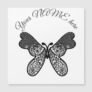 Intricate Boho Mandala Butterfly Black and White A