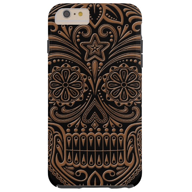 Intricate Brown and Black Sugar Skull Case-Mate iPhone Case (Back)