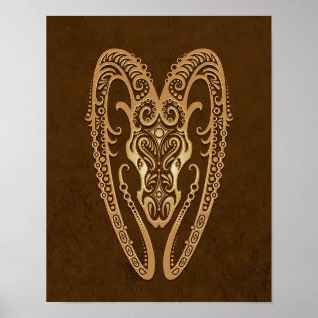 Intricate Brown Aries Zodiac Poster (Front)