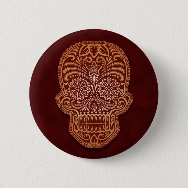 Intricate Brown Sugar Skull 6 Cm Round Badge (Front)