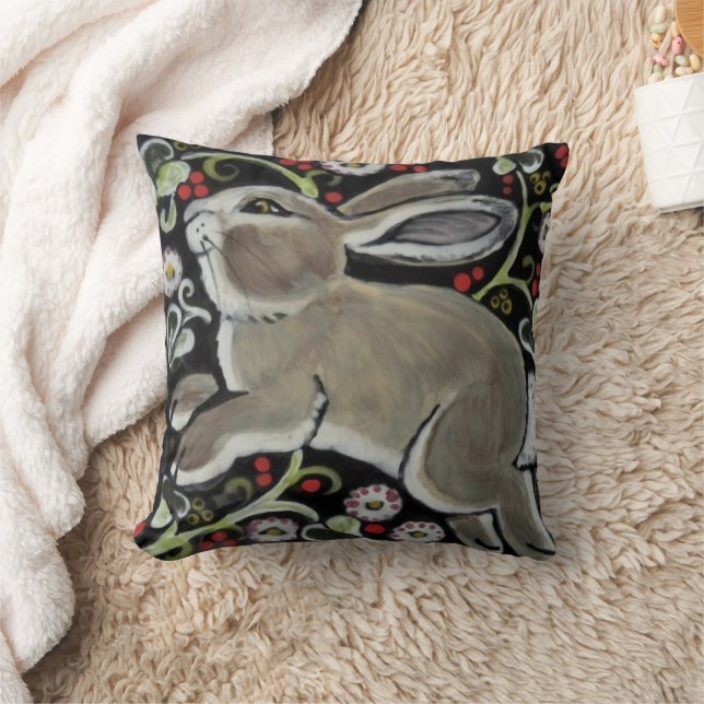 Intricate Bunny Rabbit Christmas Winter  Pillow (Blanket)