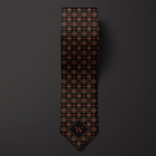 Intricate Burgundy & Black Arabesque Tie