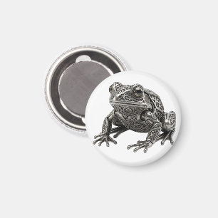 Intricate Celtic Silver Frog Mechanical Sculpture Magnet