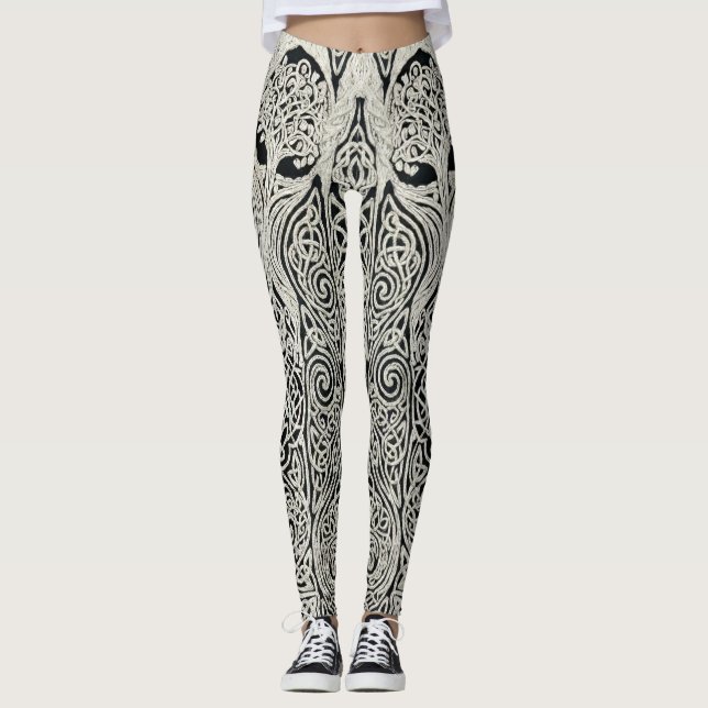 Intricate Celtic Tree of Life Knotwork Design Leggings (Front)
