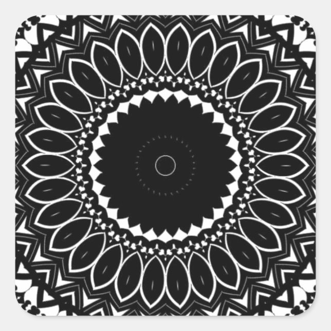 Intricate Colour-it-yourself Kaleidoscopic Pattern Square Sticker (Front)