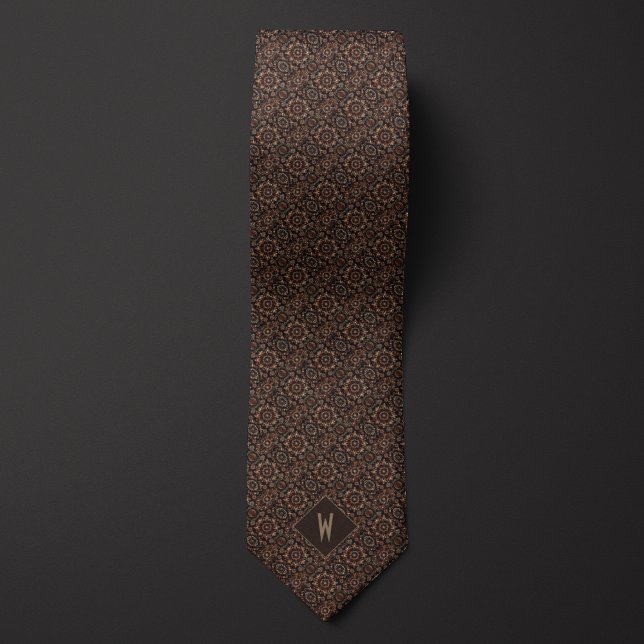 Intricate Copper on Black Mandala Groomsman Tie (Creator Uploaded)