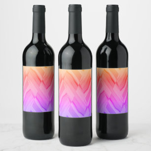 Intricate Coral and Pink Hues Marble Pattern Wine Label