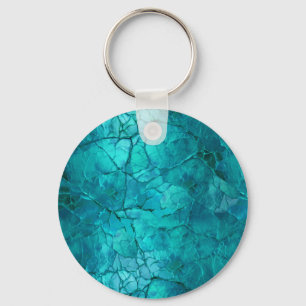 Intricate Craks, Lines in Teal and Turquoise Key Ring