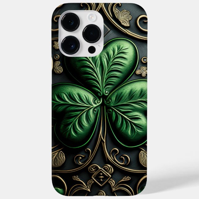 INTRICATE DARK GREEN IRISH SHAMROCKS Case-Mate iPhone CASE (Back)
