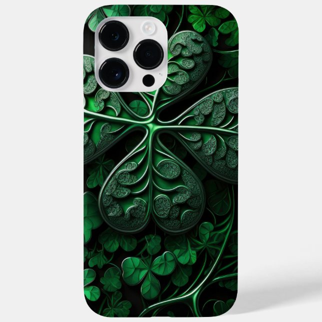 INTRICATE DARK GREEN IRISH SHAMROCKS Case-Mate iPhone CASE (Back)
