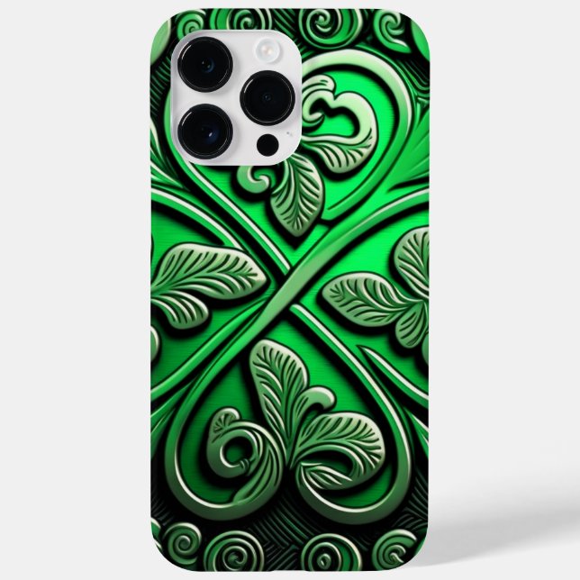 INTRICATE DARK GREEN IRISH SHAMROCKS Case-Mate iPhone CASE (Back)