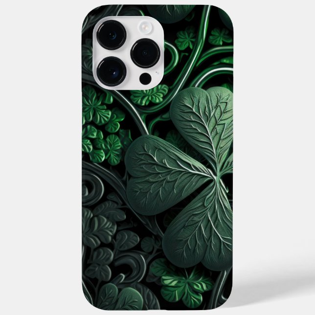 INTRICATE DARK GREEN IRISH SHAMROCKS Case-Mate iPhone CASE (Back)