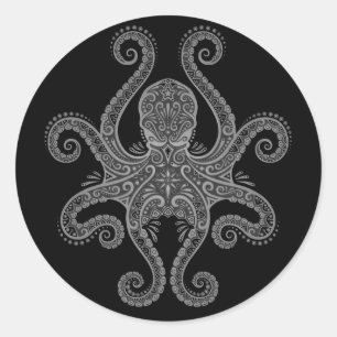 Intricate Dark Octopus Classic Round Sticker