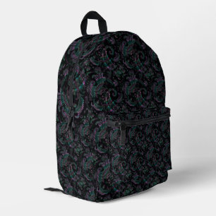Intricate Dark Paisley Oil Slick Printed Backpack