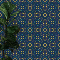 Intricate Deep Blue Teal Yellow Moroccan Geometric