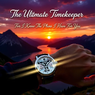 Intricate Depiction of Jesus on the Cross Watch