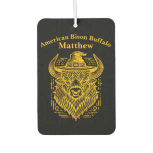 Intricate Design of a Bison With a Hat Car Air Freshener