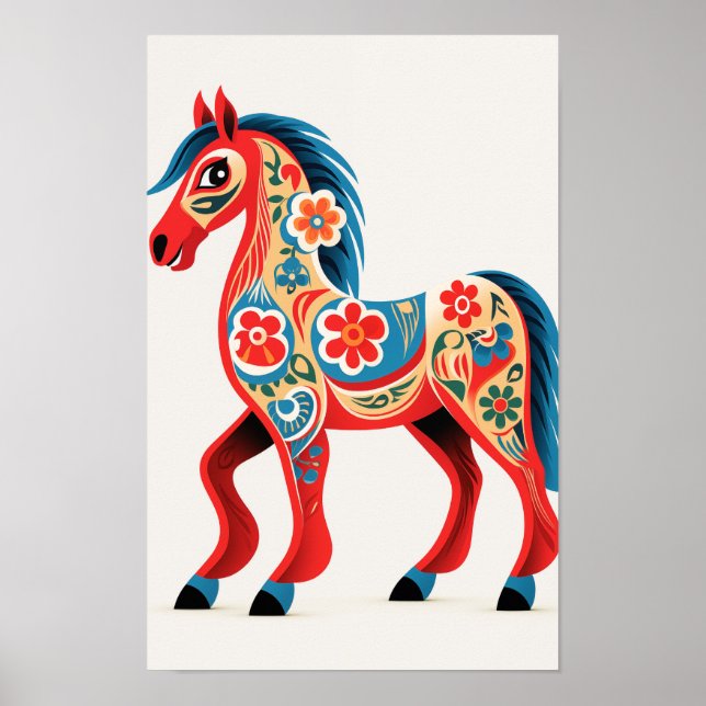 Intricate Details of Dala Horse Art #6 Poster (Front)