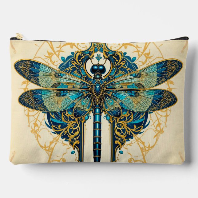 Intricate Dragonfly Artwork Accessory Pouch (Front)