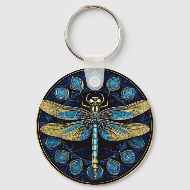 Intricate Dragonfly Artwork Key Ring (Front)