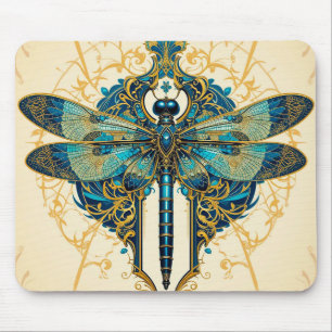 Intricate Dragonfly Artwork Mouse Mat