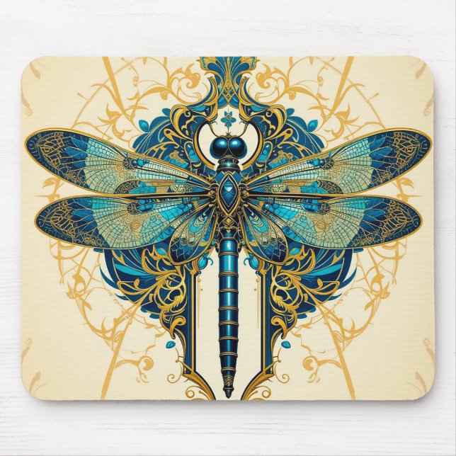 Intricate Dragonfly Artwork Mouse Mat (Front)