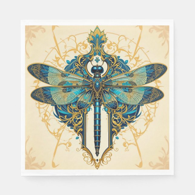 Intricate Dragonfly Artwork Napkin (Front)