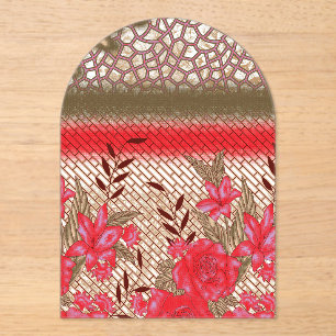 Intricate fabric design featuring floral patterns acrylic invitations