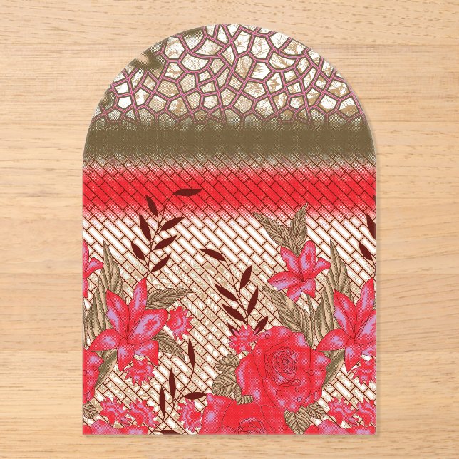 Intricate fabric design featuring floral patterns  acrylic invitations (Front)