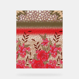 Intricate fabric design featuring floral patterns acrylic sign