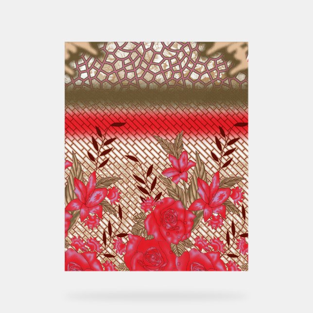 Intricate fabric design featuring floral patterns  acrylic sign (Front)