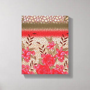 Intricate fabric design featuring floral patterns canvas print