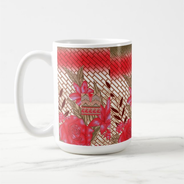 Intricate fabric design featuring floral patterns  coffee mug (Left)
