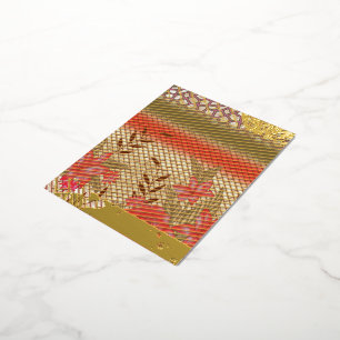 Intricate fabric design featuring floral patterns foil invitation postcard