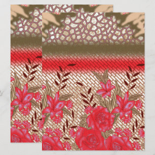 Intricate fabric design featuring floral patterns holiday card